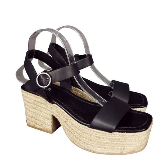 MIA Nichele Espadrille Platform Chunky Sandals Black Size 8.5 - Picture 1 of 7